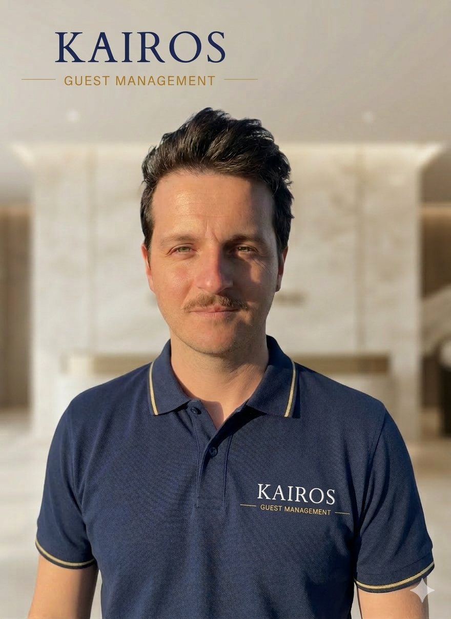 Kami, founder of Kairos Guest Management, in Crete